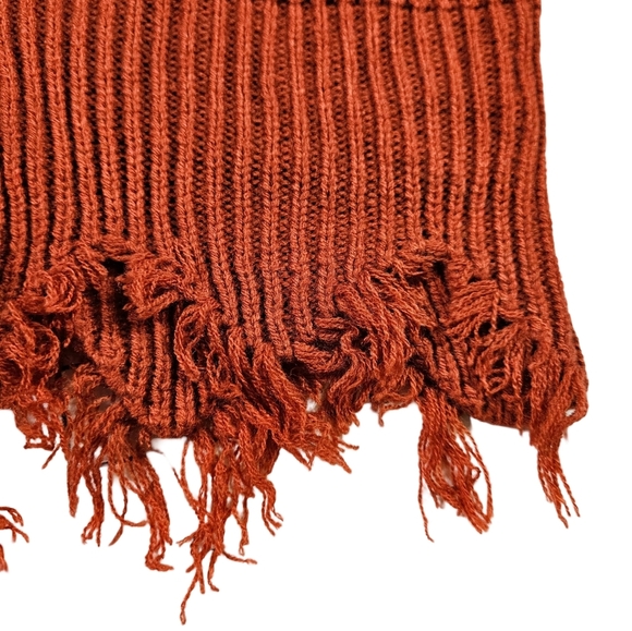 Love Tree Distressed V Neck Button Up Cropped Cardigan, Burnt Orange, Small - Picture 6 of 14